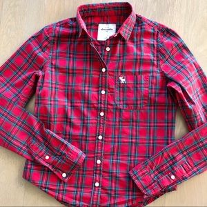 Abercrombie Kids Holiday plaid crisp cotton shirt!